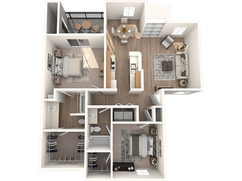 2 bed 2 bathroom Serrata Floor Plan 2 bed 2 bathroom Serrata Floor Plan | Village Oaks at Village Oaks Apartments, Texas, 78759